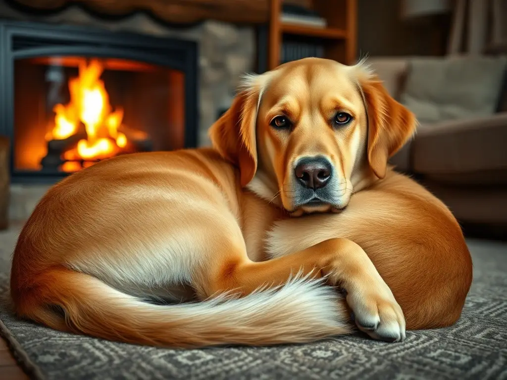 Imagen realista de perro labrador, observando con ojos grandes