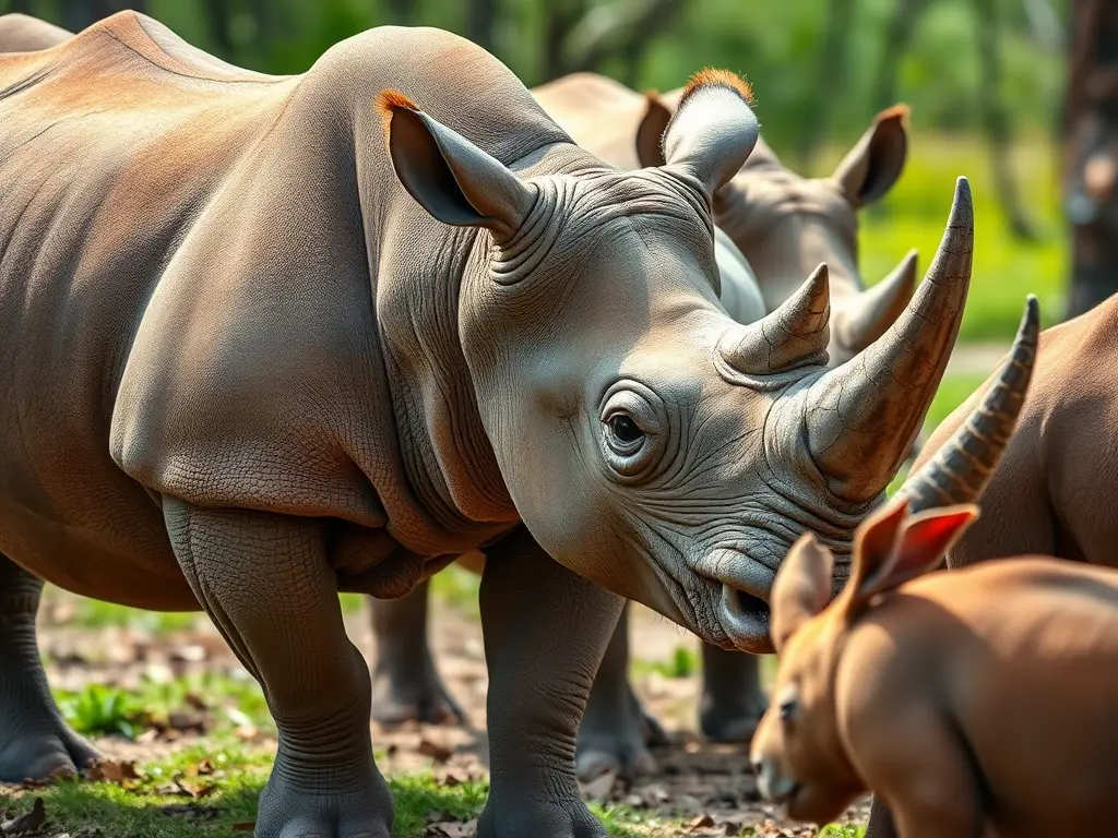 Foto realista de un rhinoceros indicus en su hábitat social