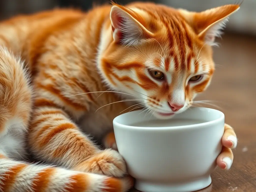 Un retrato realista de un gato tabby manchado de jengibre con una solución de bicarbonato