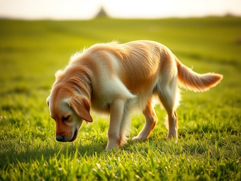 Fotografía realista de un Golden Retriever sano en un campo verde