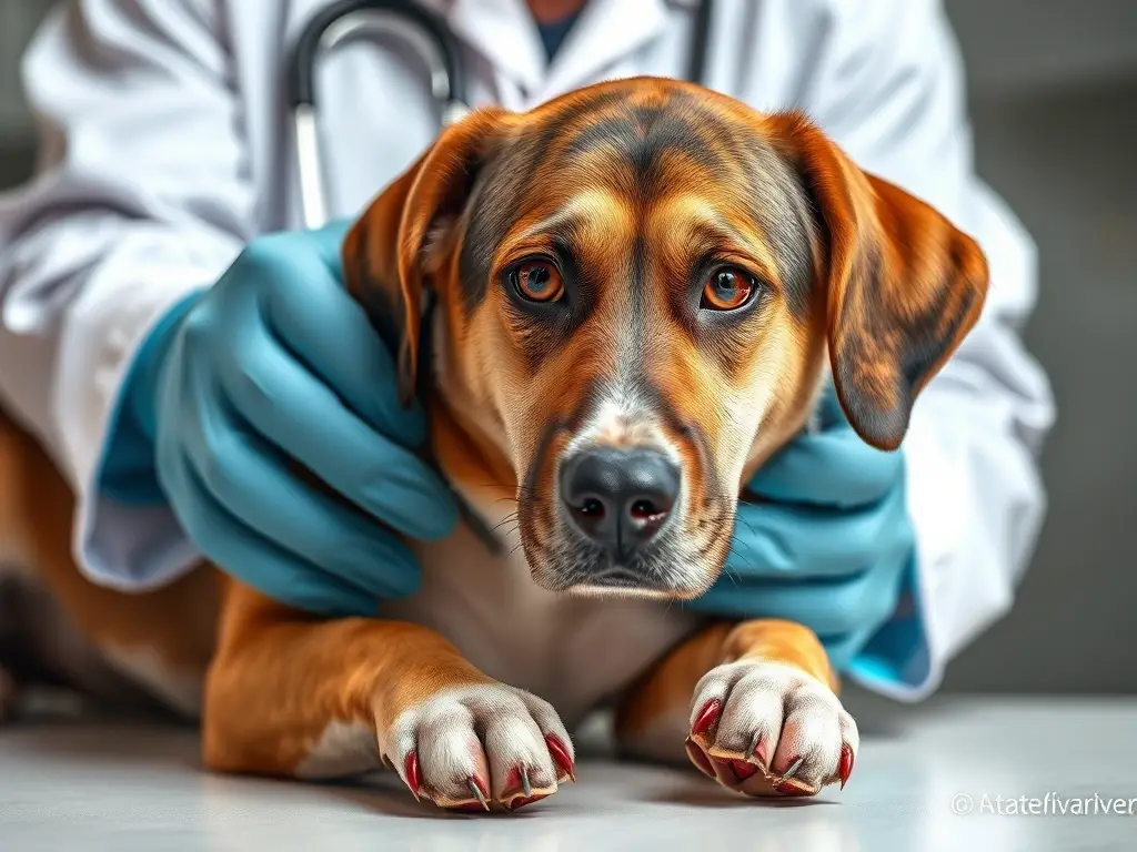 Fotorealista, veterinario examinando un perro mixto de criador responsable