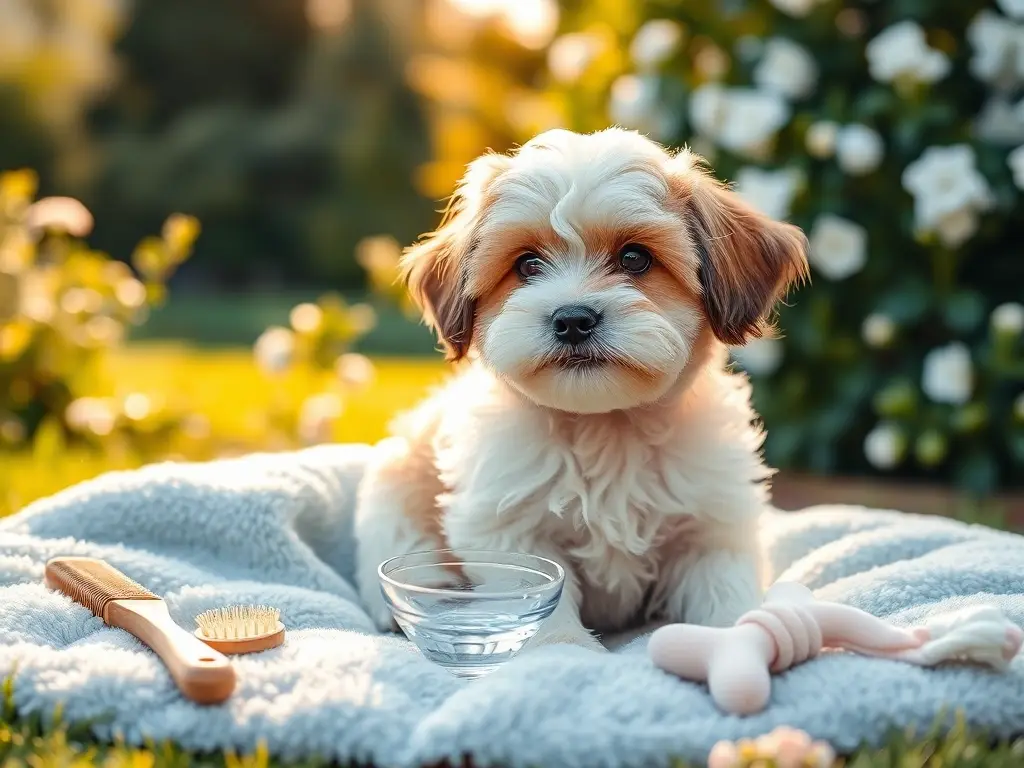 Shih‑Poo aparece realista sobre manta azul