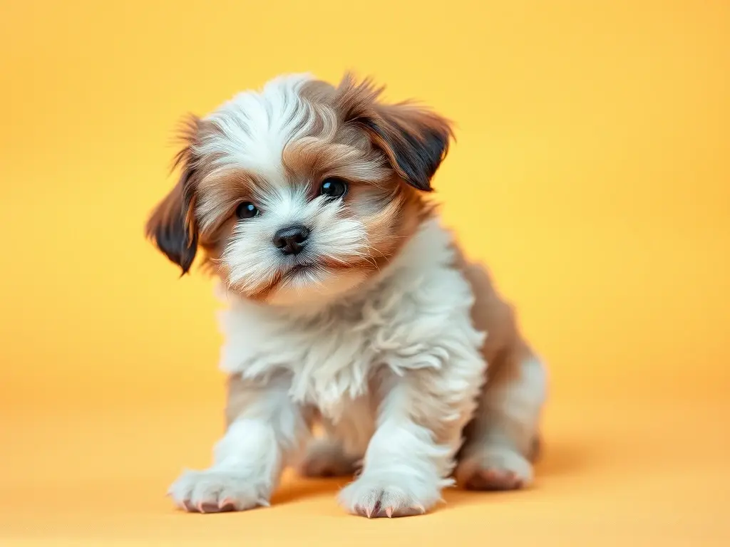 Foto realista de un cachorro Shih-Poo juguetón