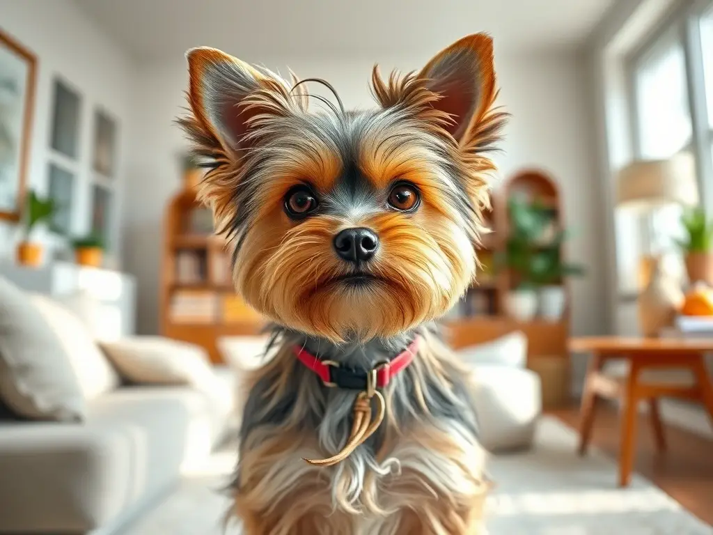 Fotografía realista de un Shorkie con perfecto retrato y detalles destacados