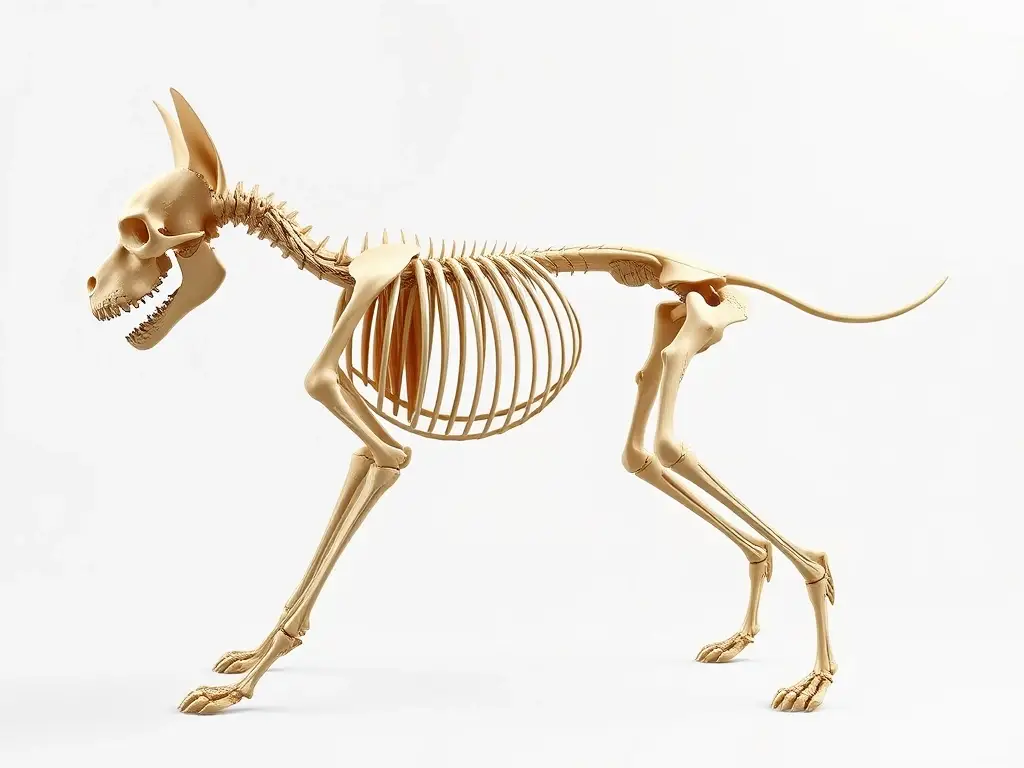 Ilustración fotográfica realista y precisa del sistema esquelético de un perro