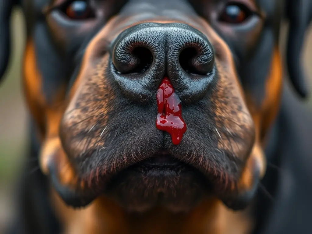 Foto de mueca realística de Rottweiler con herida en la oreja, sin texto ni logos