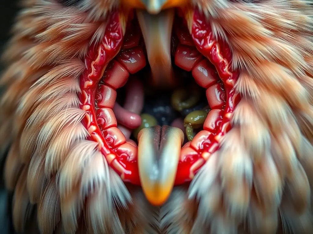 Un retrato artístico detallado de un sistema digestivo de pájaro