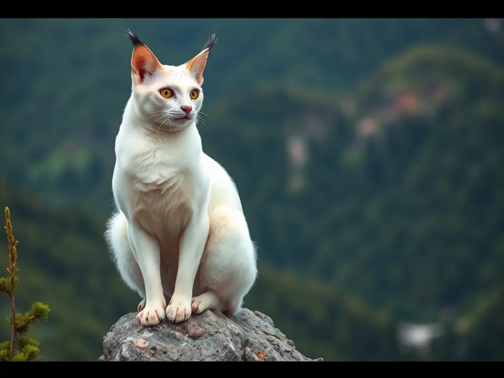Fotografía realista de un gato de nieve majestuoso en una montaña