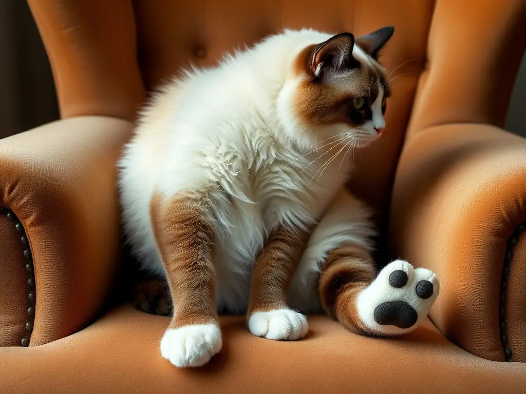 Foto realista de un gato Snowshoe majestuoso en un sillón