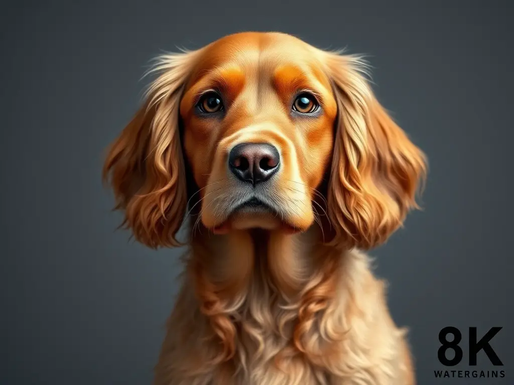 Fotorealista de Cocker Spaniel dorado, con anatomía precisa