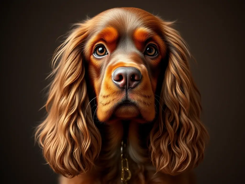 Fotografía realista de perro Cocker español, elegante, de pelo suave