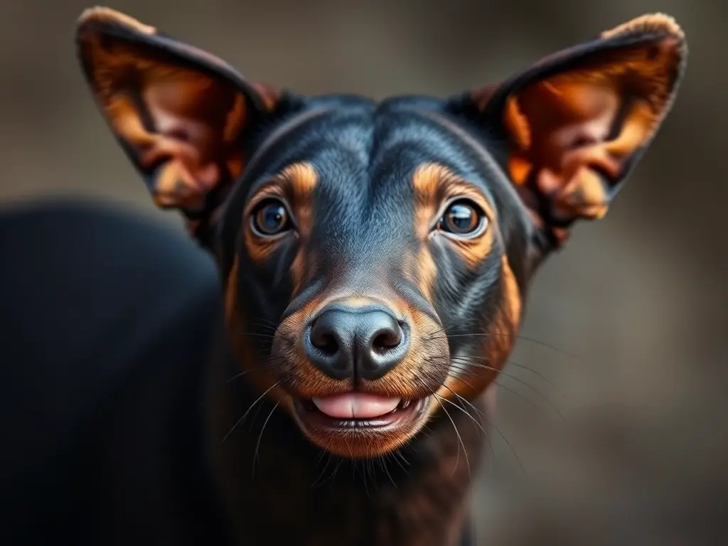 Foto realista de tayra con detalle, mirada y lengua