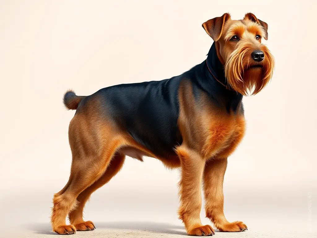 Fotografía realística de un Airedale majestuoso