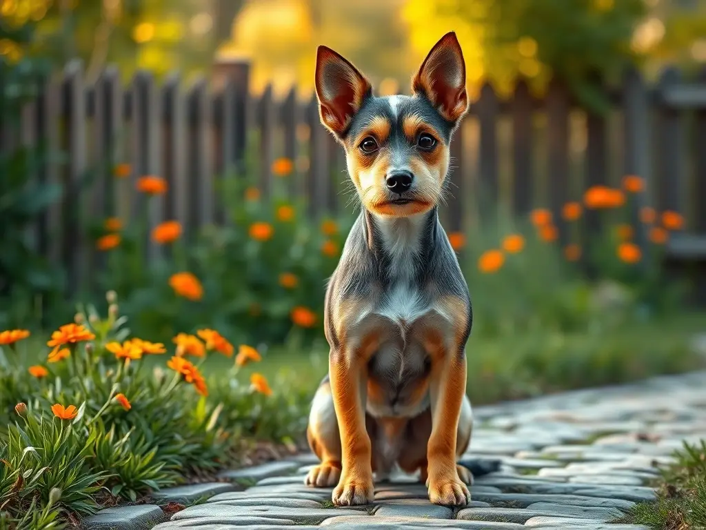 Una retrato de Terrier Brasileño fotorealista con detalles impecables y luz cálida
