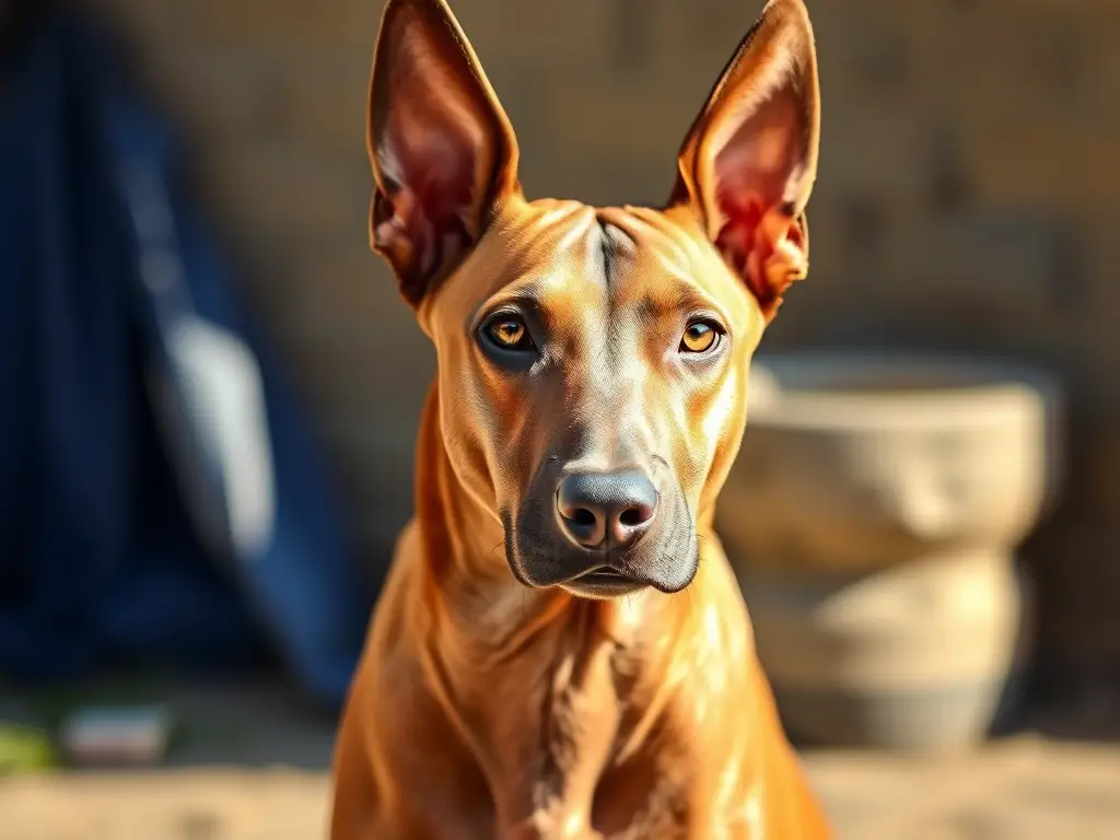 Un retrato realista de un Ridgeback con postura majestuosa