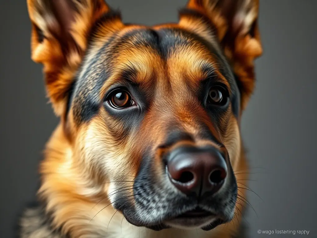 Foto realistic de cara de una perra gestante