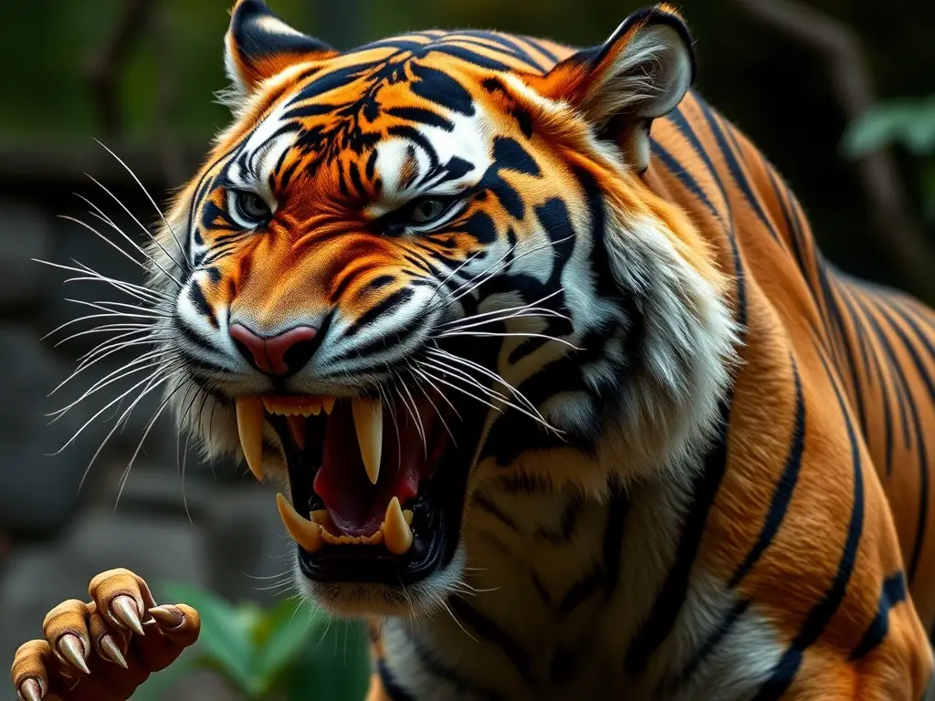 Un retrato realista de un tigre feroz, con precisión anatómica