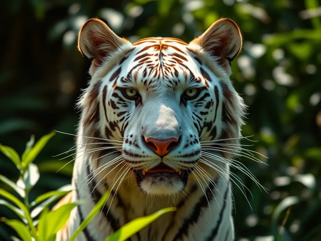 Fotografía realista de tigre con luz del bosque