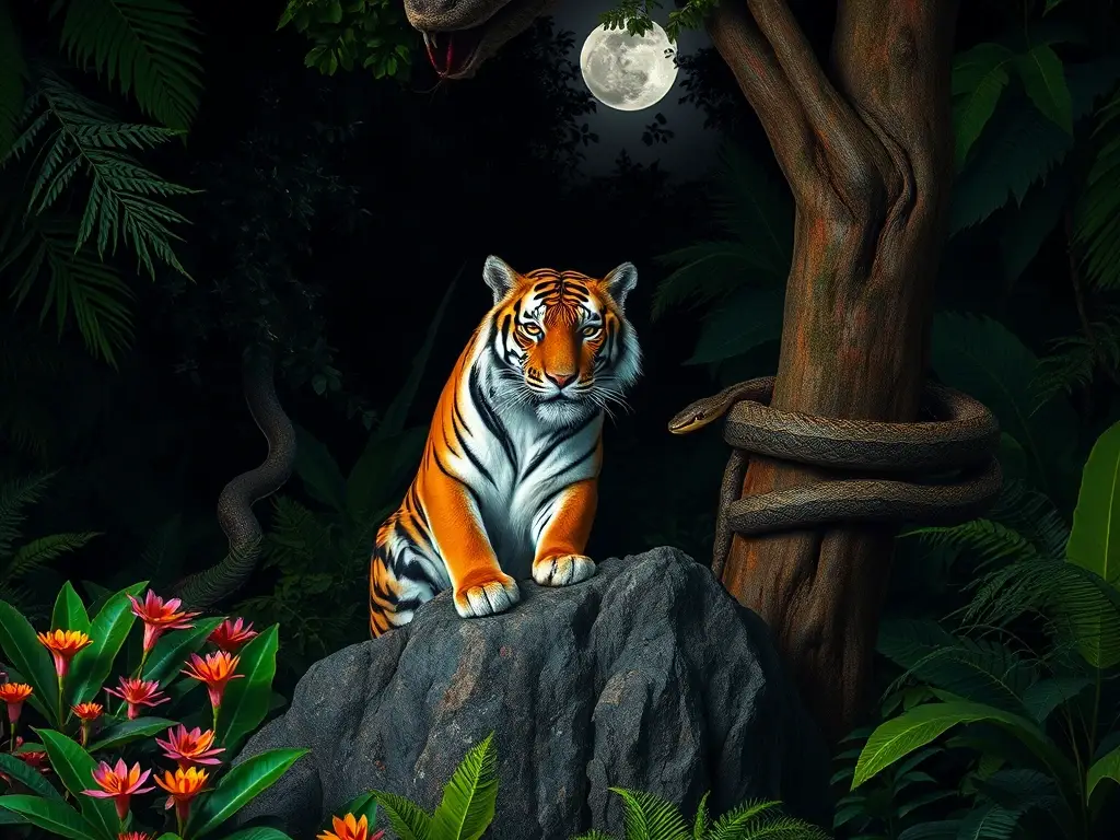 Un tigre realísticamente bello en un hábitat natural