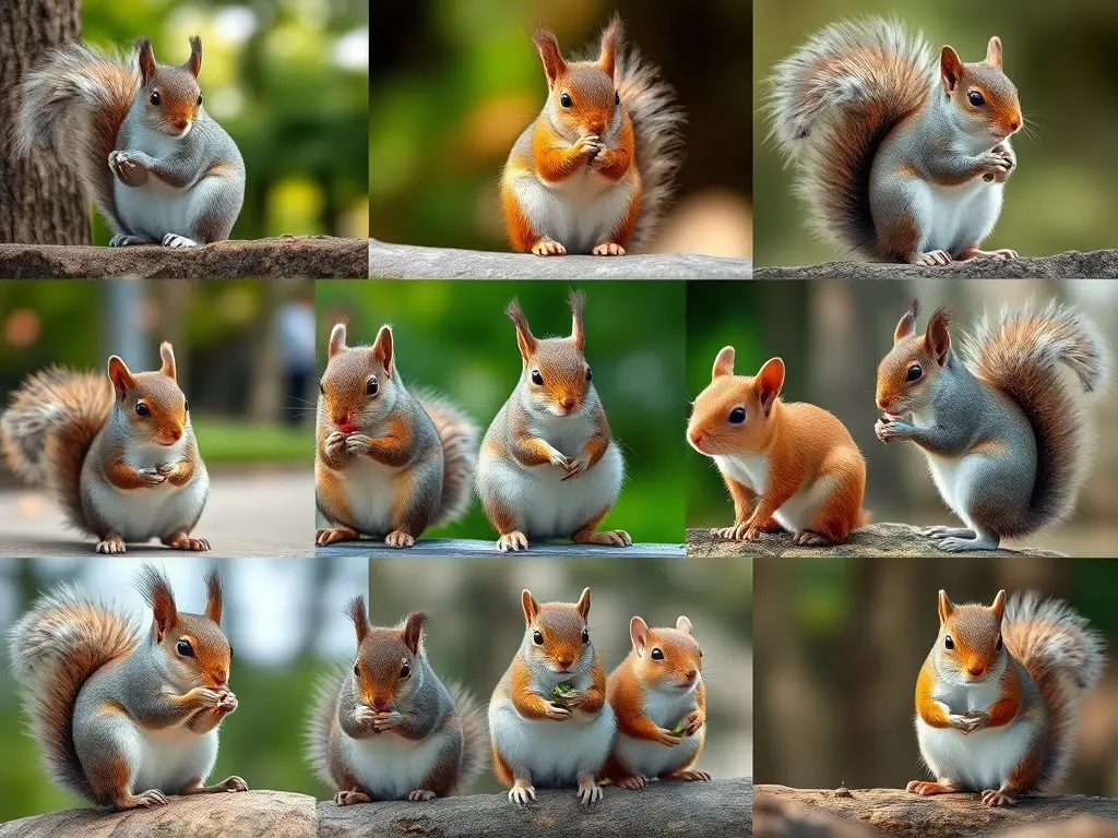 Fotorealista collage de squirrels urbanos en 8K