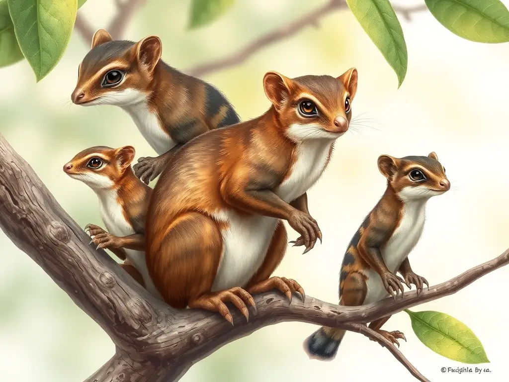 Ilustraciones fotorealistas y detalladas de ardillas arbóreas asiáticas