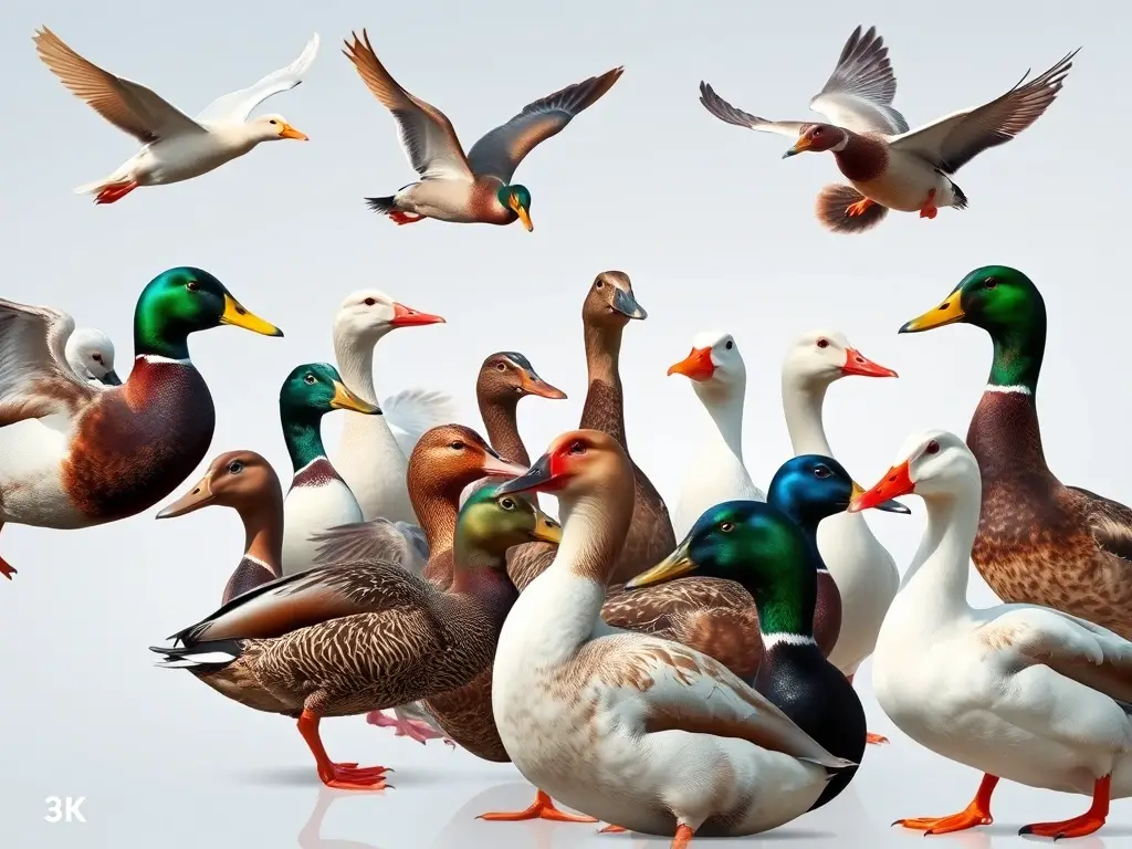 Foto realista de aves acuáticas diversas con precisión y realismo
