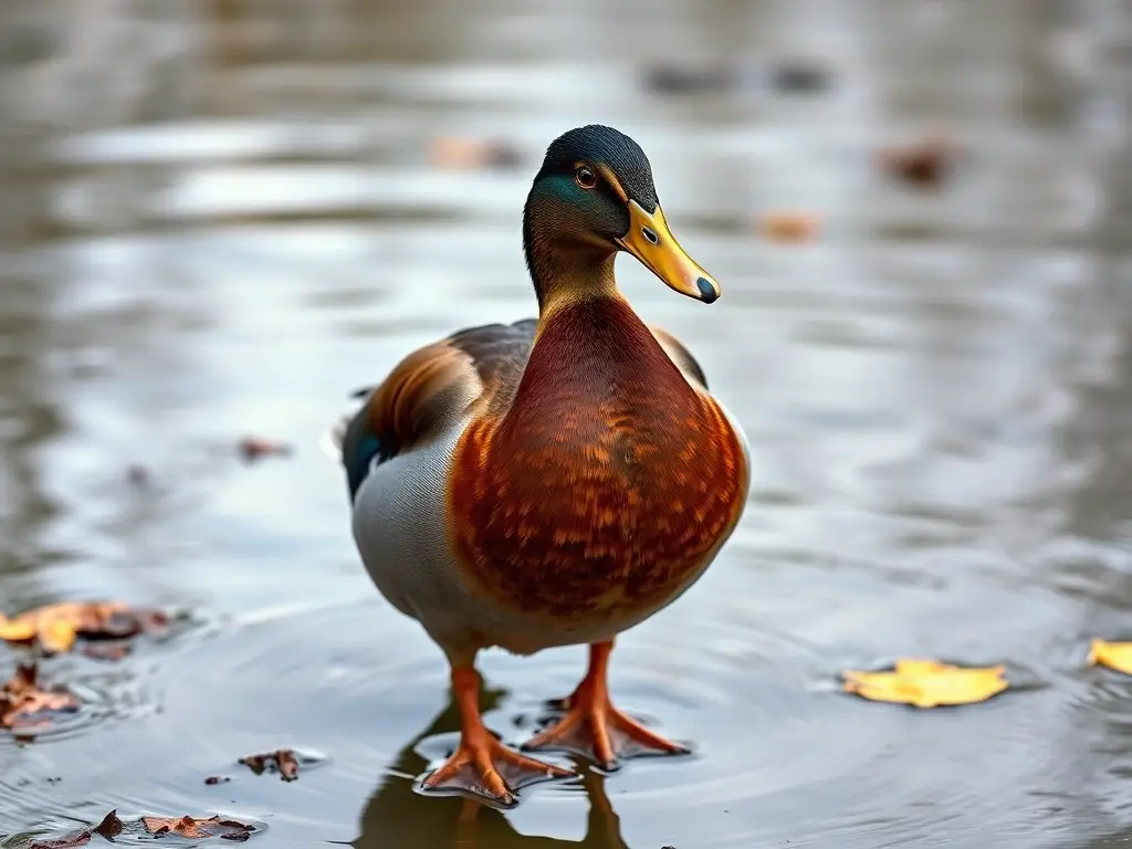 Imagen realista de pato Toulouse, pond serene al natural
