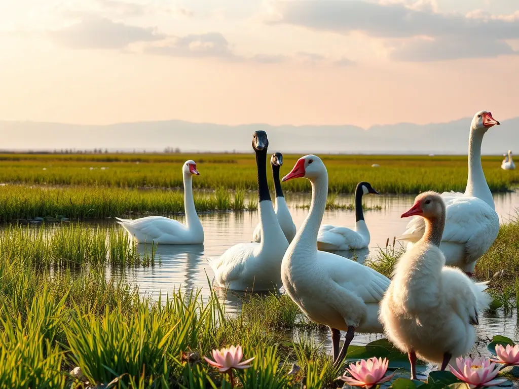 Obra fotorrealista 8k de gansos