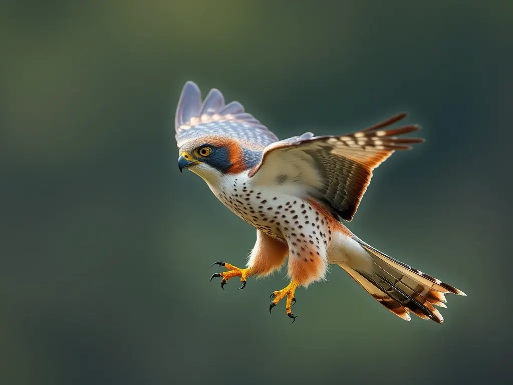 Imagen realista de un peregrino en vuelo, nítida y detallada