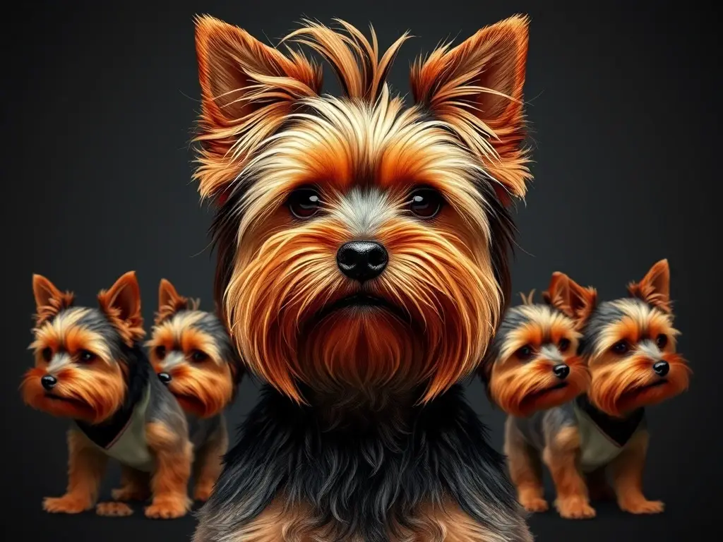 Fotografía realista de Yorkshire terrier con undercut moderno