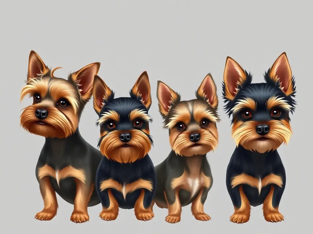 Illustration realista de Yorkshire Terrier modernos con elegancia