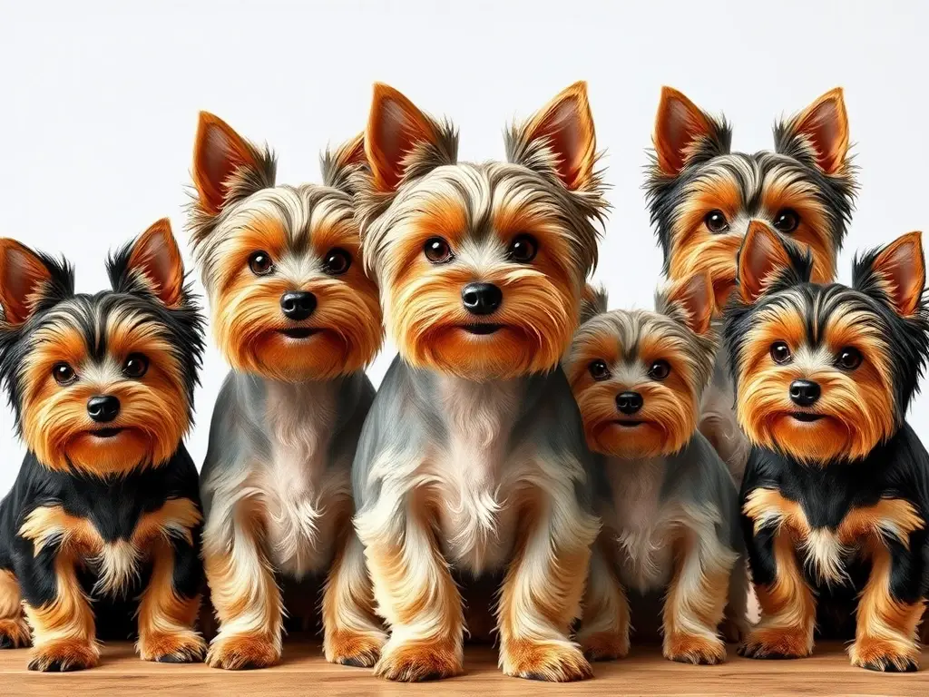 Imagen realista de 10 estilos de recorte para Yorkshire Terrier