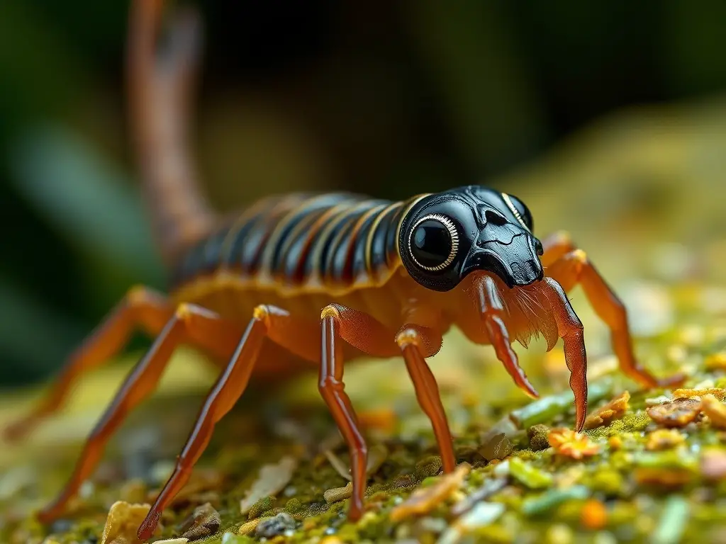 Fotorealista, macro de una especie de gusanos Opiladae