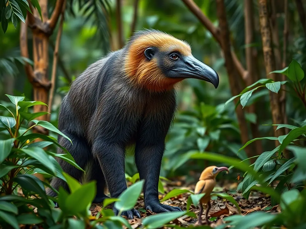 Fotografía realista de anteater gigante con bigotes en la Amazonía