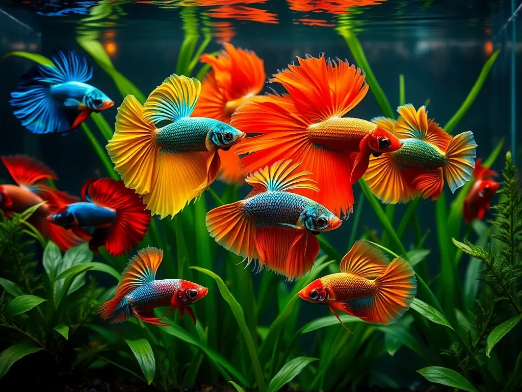 Obra 8k fotorealista de bettas vibrantes