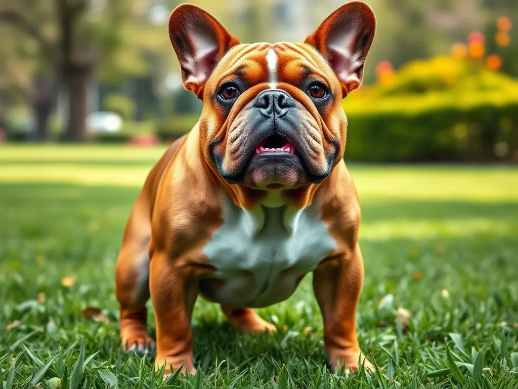 Una bulldog francés realistico con foco en la salud animal