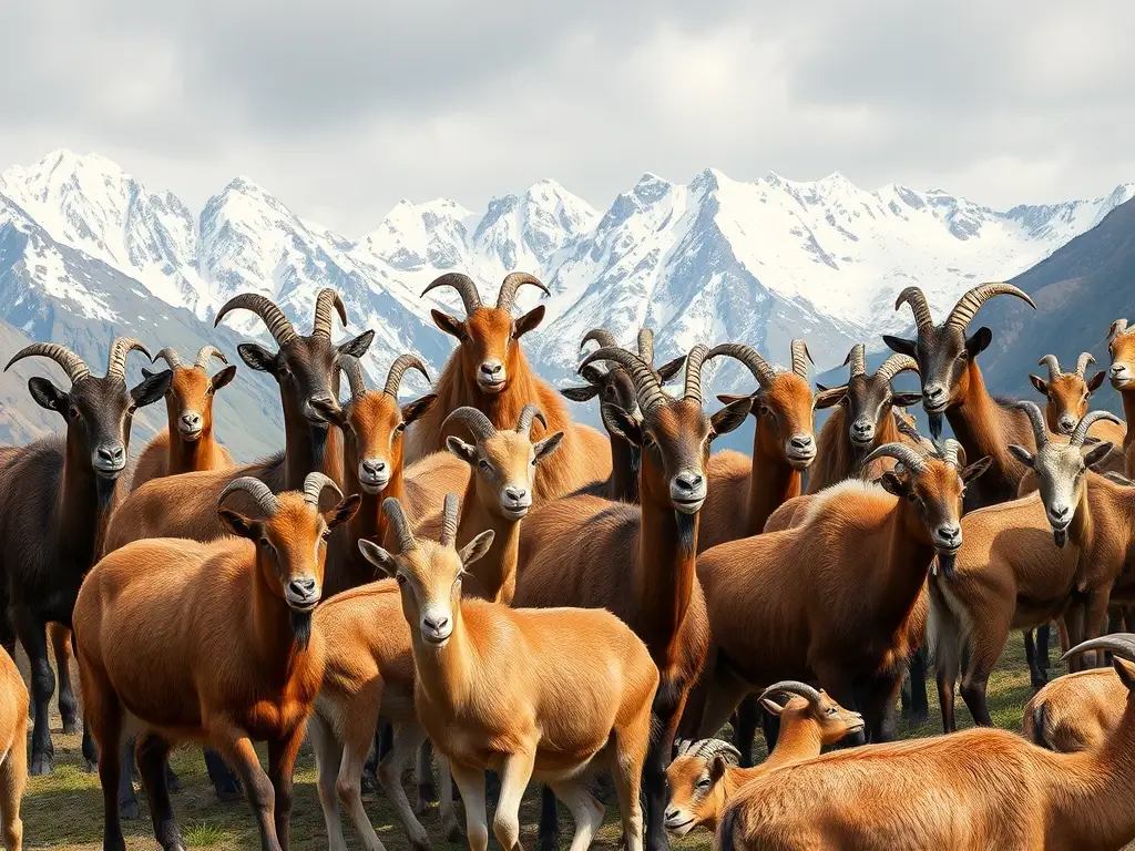 Fotorealista, de cabras salvajes, en paisajes montañosos
