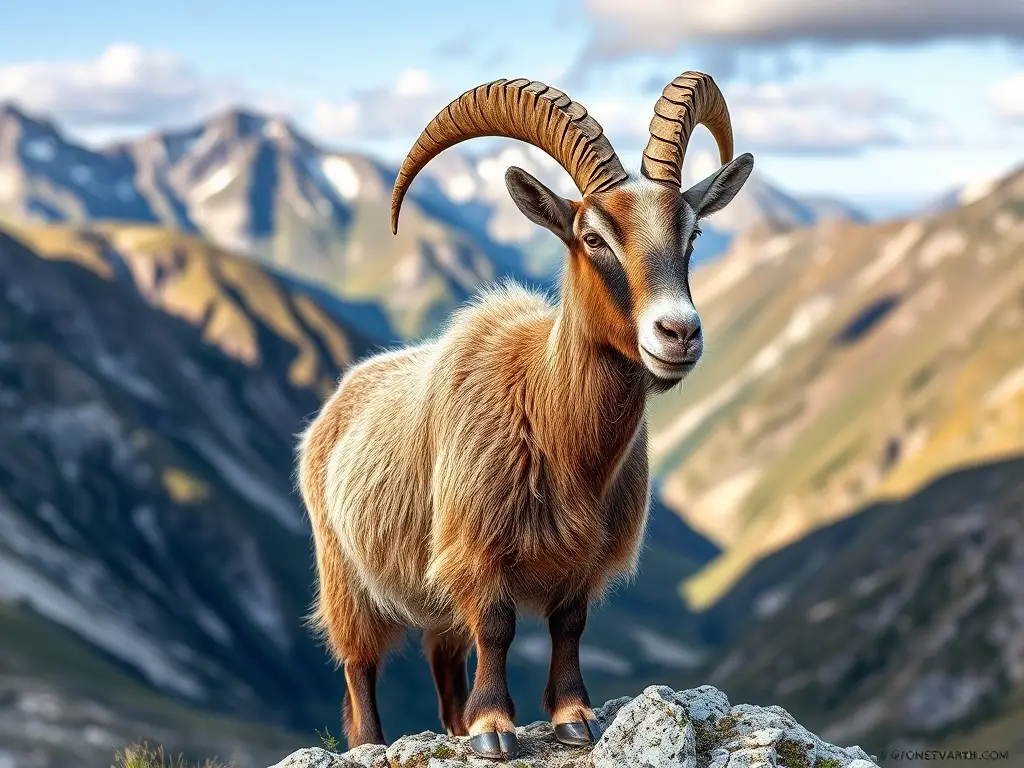 Fotografía realista de una cabra montañesa en un paisaje montañoso