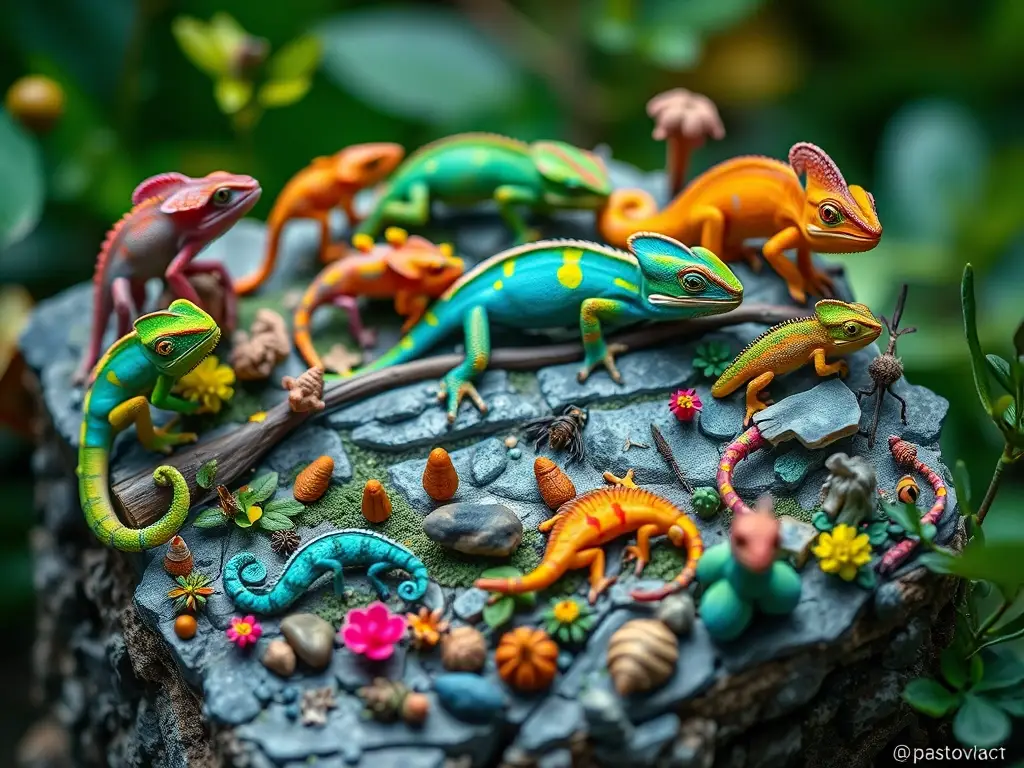 Un retrato minúscula del libro Camaleones Enanos con detalle real