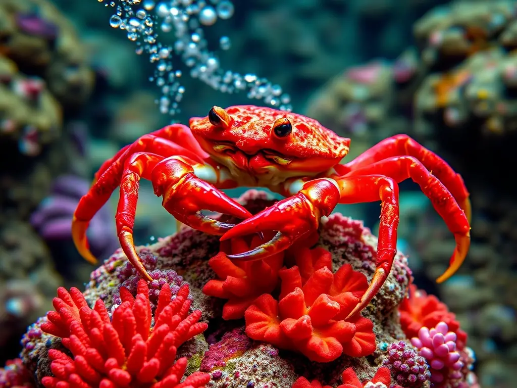Foto en alta resolución de cangrejo rojo en un arrecife