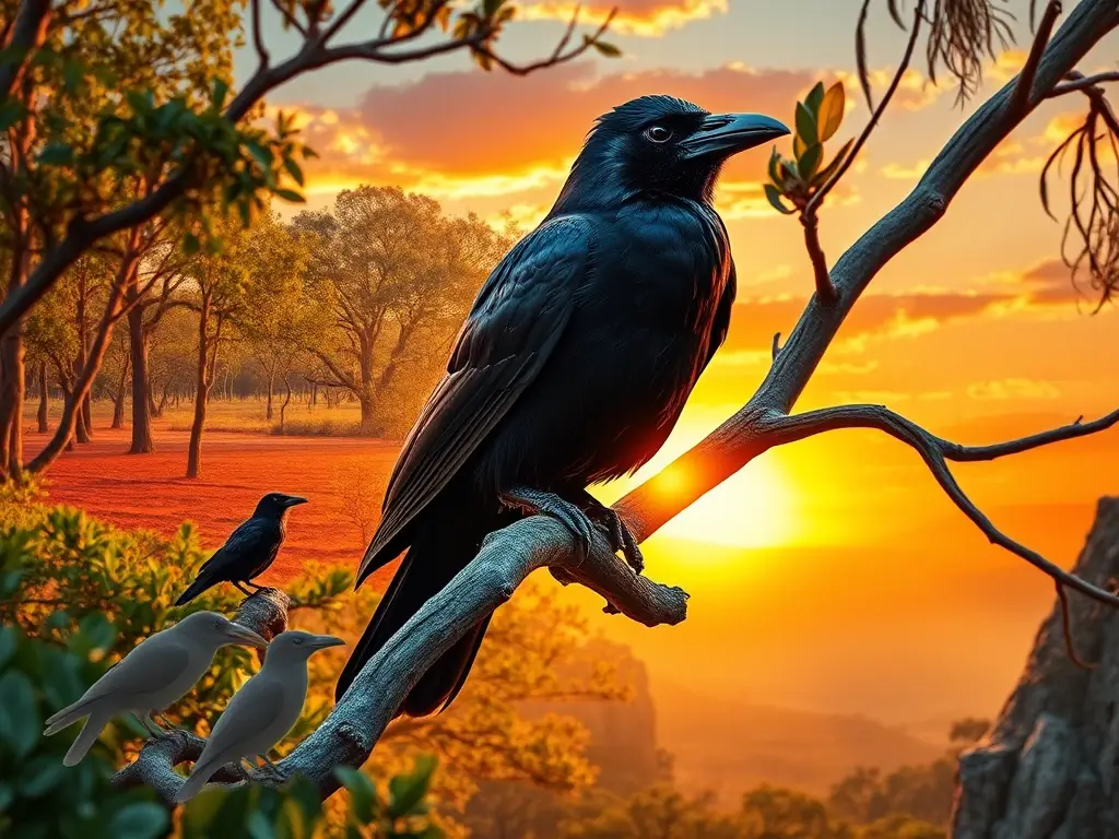 Cuervo Bennett sobre eucalipto, Australia en 8K