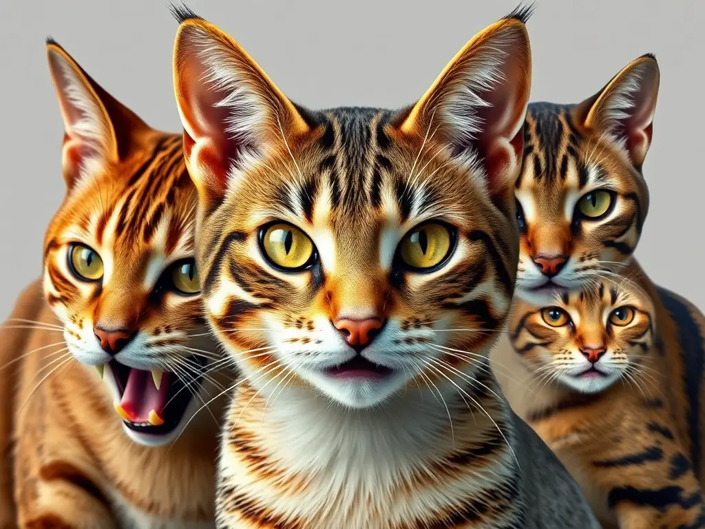 Fotorealista retrato épico de felinos con adaptaciones, sin texto ni logos