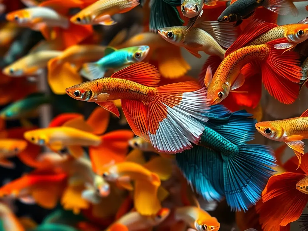 Foto con estilo pointillista y guppies detallados