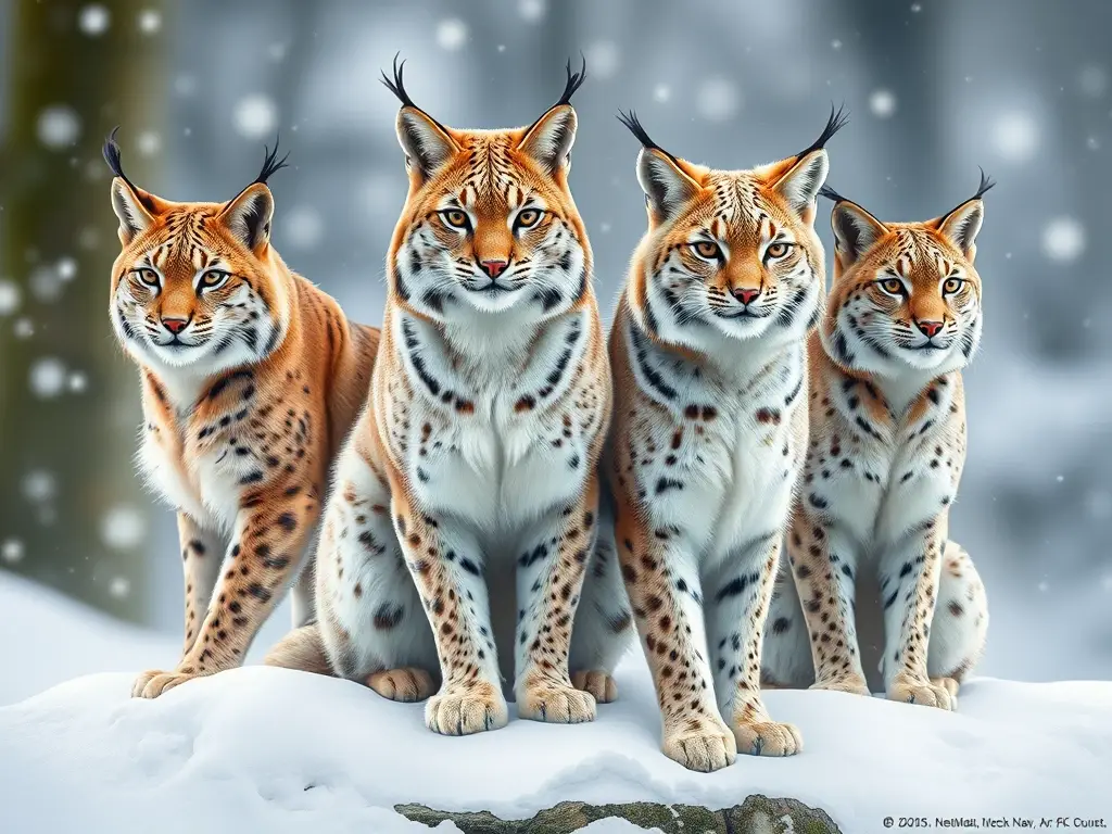 Fotorealista, cuatro especies de lynx con precisión y detalle