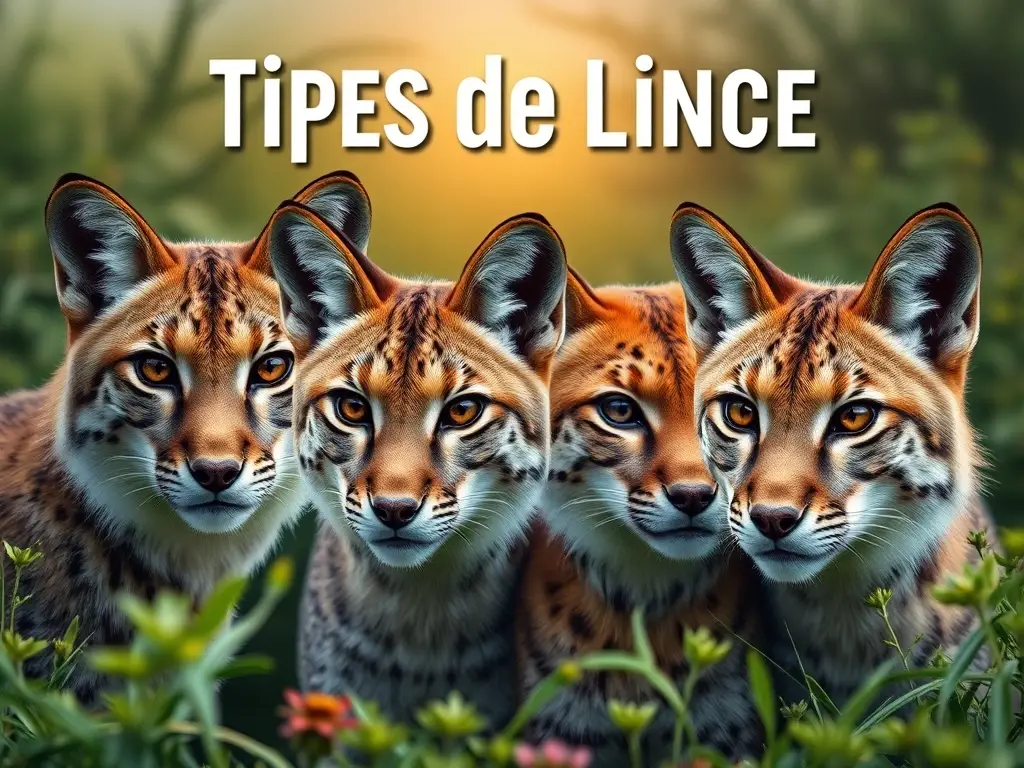 Fotografía realista de cuatro especies de lince