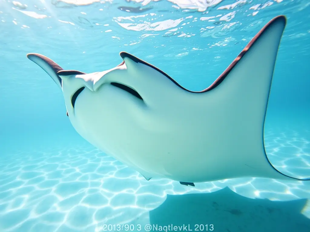 Foto realista de manta ray en laguna cristalina