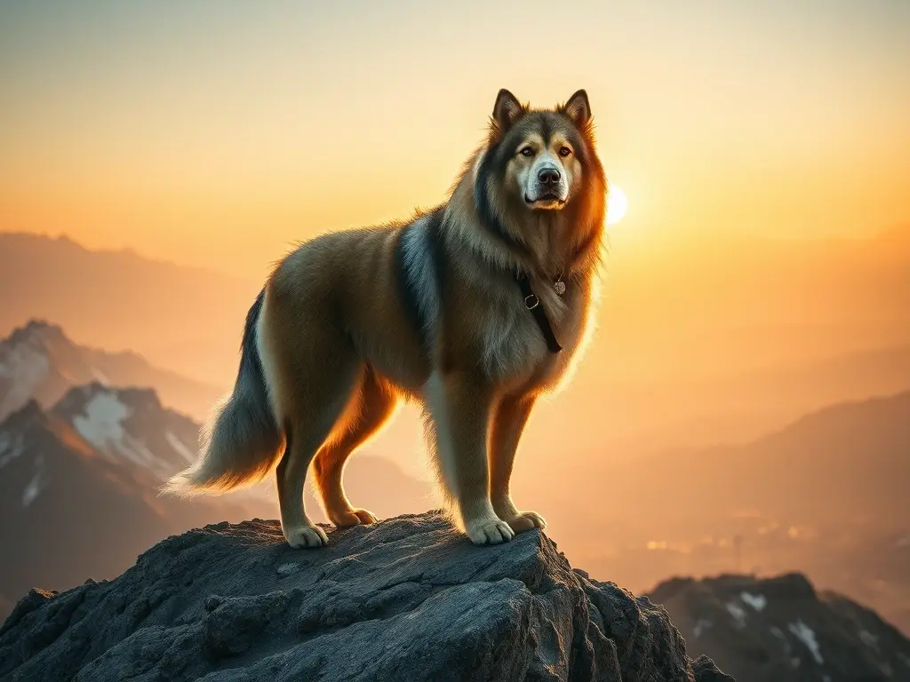 Majestuoso mastín tibetano en la cima