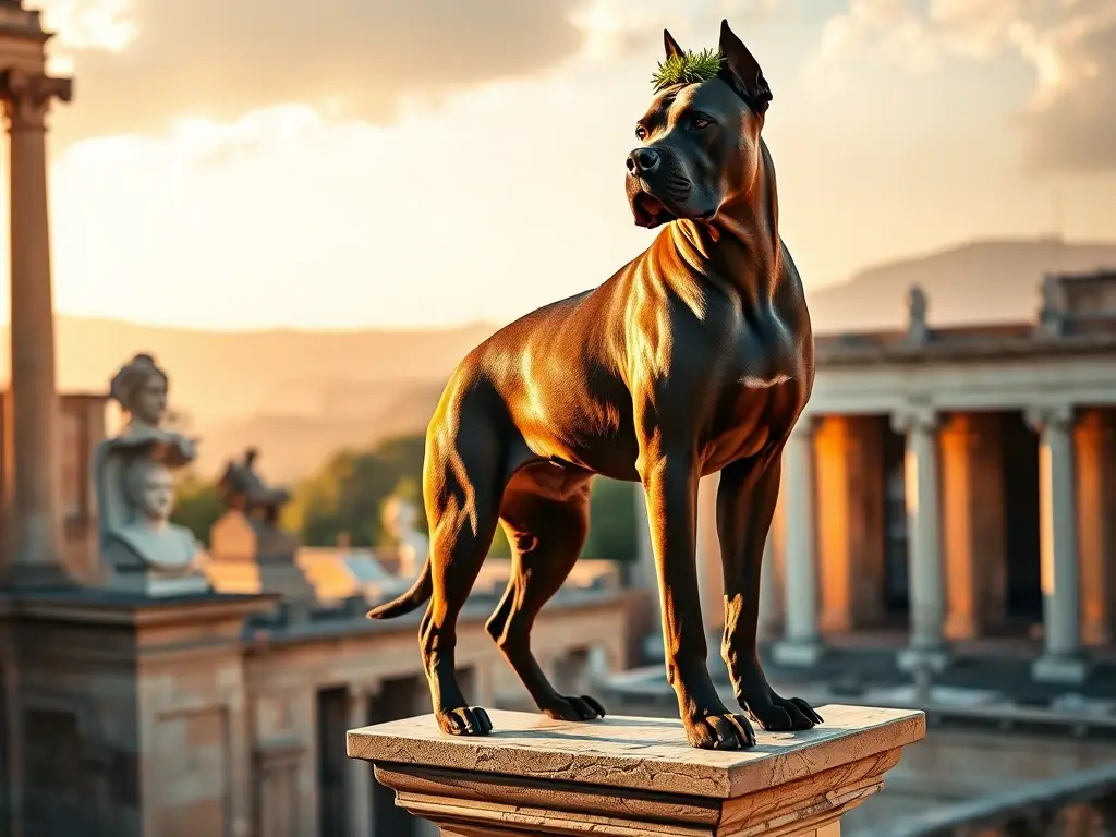 Cane Corso majestuoso sobre columna romana