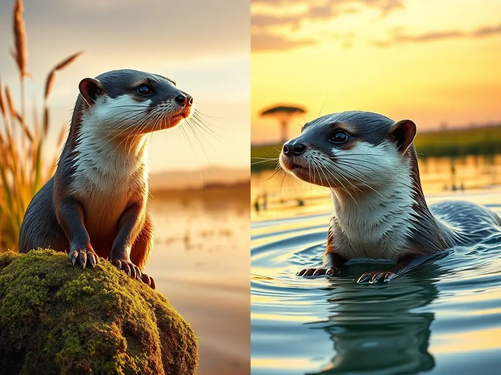Portada fotorrealista con dos nutrias africanas