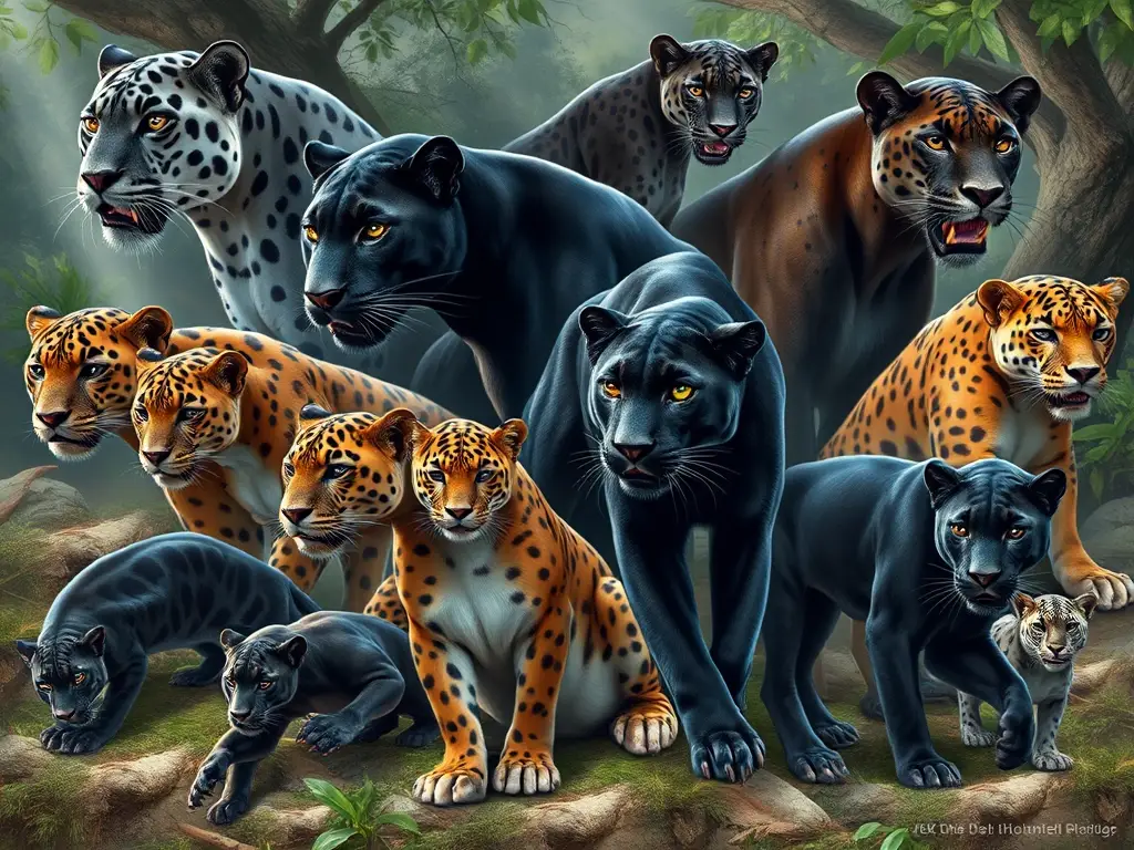 Imagen realista de panteras en su hábitat natural